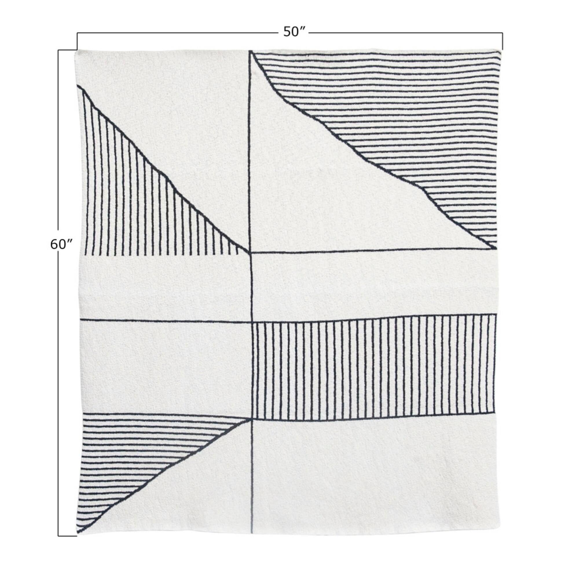 Hello Honey® Black & Cream Cotton Knit Throw Blanket
